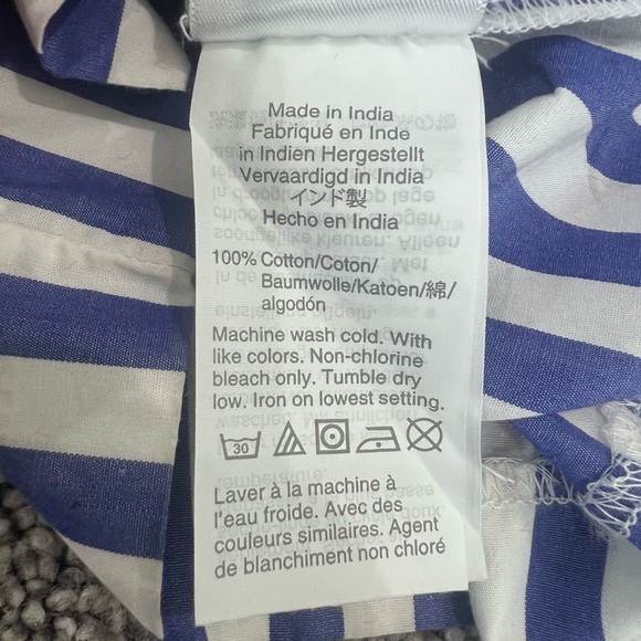 J. Crew One Shoulder Ruffle Jumpsuit Blue White Stripe 100% Cotton Size US 4 - Picture 14 of 16